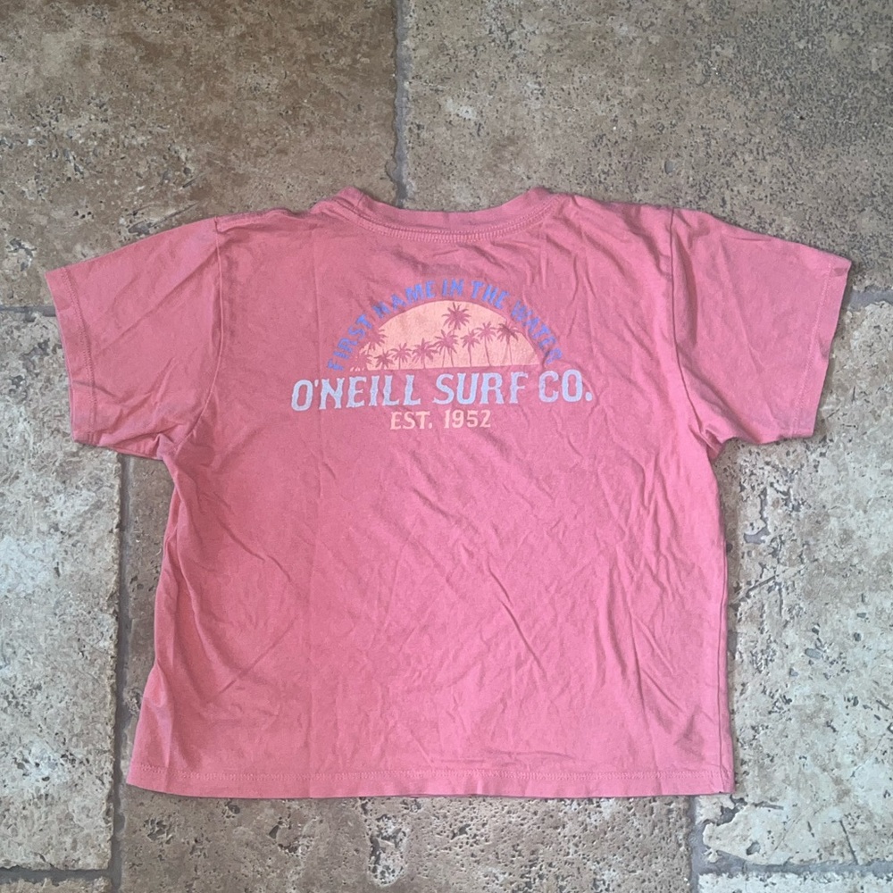 ONEIL coral/pink graphic logo crop top shirt size L
